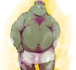  2021 anthro belly bodily_fluids bulge genital_outline hachirouta hi_res humanoid_hands kemono male mammal moobs navel nipples overweight overweight_male penis_outline solo sweat towel ursid 