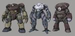  absurdres acguy claws gogg grey_background gundam highres inawata mecha mobile_suit mobile_suit_gundam no_humans one-eyed red_eyes redesign science_fiction standing z&#039;gok zeon 