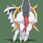  1:1 absurd_res anus arceus butt feral genitals green_background hi_res legendary_pok&eacute;mon looking_at_viewer looking_back male nintendo penis pok&eacute;mon pok&eacute;mon_(species) rear_view simple_background solo standing tapering_penis video_games white_body zeamaeri 