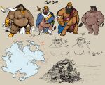  2021 anthro balls belly big_balls bottomwear bulge clothing english_text flaccid genitals group hat headgear headwear hi_res loincloth male mammal moobs musclegut nipples overweight overweight_male penis pure_command suid suina sus_(pig) text wild_boar 