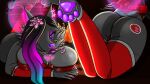  16:9 android anthro bdsm bedroom_eyes big_breasts big_butt bondage bound breasts butt canid canine canis christmas clothing female fireplace hi_res holidays hologram legwear lying machine mammal narrowed_eyes on_front pawpads ribbon_bondage ribbons robot seductive solo solo_focus stockings synthdraconic widescreen wolf wrapped_up 
