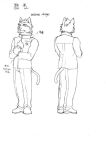  2003 anthro biped bottomwear clothing domestic_cat felid feline felis japanese_text kemono male mammal morenatsu pants shin_(morenatsu) shirt simple_background sketch solo text topwear unknown_artist video_games visual_novel white_background 