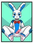  animal_genitalia balls blue_eyes bonnie_(fnaf) bow_tie butt digital_media_(artwork) fan_character five_nights_at_freddy&#039;s foot_focus funtime_bonnie_(fnaf) genitals hi_res lagomorph leporid looking_at_genitalia looking_down machine male mammal multicolored_body penis pixel_(artwork) presenting presenting_penis rabbit robot skade_nsfw_(artist) solo spread_legs spreading video_games 