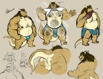  2021 anthro balls bottomwear bulge butt clothing dragon genitals hi_res loincloth male multiple_poses overweight overweight_male penis pose pure_command shirt simple_background solo topwear 