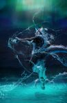  anthro aurora_borealis dragon floating fur furred_dragon hi_res magic male mane night nude nviek5 pawpads paws reptile scalie solo water 