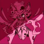  anthro clothing evil_grin female hat headgear headwear hole_(anatomy) mad_rat_dead mammal murid murine parasite pink_theme rat rat_god_(mad_rat_dead) rodent s_mino930 smile solo spiral_eyes top_hat wings 