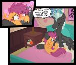  age_difference ahegao bed bedroom dialogue duo fellatio female feral friendship_is_magic furniture hasbro hi_res looking_pleasured male male/female my_little_pony oral penile scootaloo_(mlp) sex sherathoz thunderlane_(mlp) young 