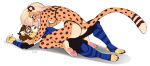 2021 4_toes 5_fingers alpha_channel anthro breasts cheetah clothed clothing digital_media_(artwork) duo feet felid feline female fingers kittydee male mammal simple_background smile toes transparent_background 