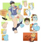 5_fingers 5_toes anthro balls blue_body blue_skin blueballs bottomwear bowser clothing cyan_yoshi denim denim_bottomwear denim_clothing dialogue english_text feet fingers genitals growth hair_loss half-erect hat headgear headwear hi_res human human_to_anthro humanoid_genitalia humanoid_penis jeans koopa long_tongue male mammal mario_bros multiple_images nintendo nintendo_3ds nintendo_ds_family pants penis scalie scarf shirt snout snout_growth solo species_transformation speech_bubble text toes tongue topwear transformation yoshi