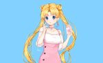  amick_(americanomix) blonde_hair blue_eyes choker cyan dress drink long_hair sailor_moon signed third-party_edit tsukino_usagi twintails 