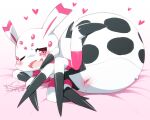  &lt;3 2021 5:4 8_eyes 8_legs anthro arachnid arthropod arthropod_abdomen arthropod_abdomen_genitalia arthropod_abdomen_pussy bedding bedding_background black_spots blush bodily_fluids cotora cute_fangs female genital_fluids genitals hi_res kumo_desu_ga_nani_ka? kumoko lying multi_eye multi_leg multi_limb on_side one_eye_closed open_mouth pink_background pussy pussy_juice red_eyes simple_background solo spider spots spotted_body white_body 