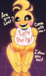 2023 absurd_res animatronic anthro avian beakless big_breasts bird breasts chicken clothing digital_media_(artwork) female five_nights_at_freddy&#039;s five_nights_at_freddy&#039;s_2 frezezyk galliform gallus_(genus) heart_eyes heart_symbol hi_res looking_at_viewer machine nipples non-mammal_nipples panties phasianid presenting robot robot_anthro scottgames solo text toy_chica_(fnaf) underwear