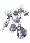  autobot clenched_teeth gun highres holding holding_gun holding_weapon jazz_(transformers) konachang looking_to_the_side mecha no_humans open_hand science_fiction teeth transformers visor weapon white_background 