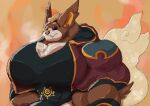  2020 anthro big_bulge big_fangs big_muscles big_pecs bulge clothing earpiece fangs hair hi_res hoodie huge_bulge huge_muscles huge_pecs hyper hyper_bulge hyper_muscles hyper_pecs koro_(kokoro-doll) league_of_legends looking_at_viewer male muscular panscolipede pecs red_eyes riot_games shirt short_hair smile solo topwear video_games yordle 