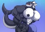  2020 anthro big_bulge big_muscles big_pecs black_nipples blue_eyes bulge cetacean clothed clothing delphinoid dragon hi_res horn huge_bulge huge_muscles huge_pecs hybrid hyper hyper_bulge hyper_muscles hyper_pecs male mammal marine marjask multicolored_body multicolored_skin muscular nipples oceanic_dolphin open_mouth orca panscolipede pecs sharp_teeth solo teeth toothed_whale underwear underwear_only 