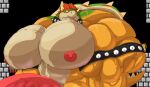  2020 anthro big_muscles big_pecs big_penis bowser collar dragon genitals grin hair horn huge_muscles huge_pecs huge_penis hyper hyper_genitalia hyper_muscles hyper_pecs hyper_penis looking_at_viewer male mario_bros muscular nintendo nipples nude panscolipede pecs penis red_hair red_nipples red_penis shell short_hair smile solo spiked_collar spikes sprite vein veiny_penis video_games 