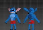 2024 3d_(artwork) 4_fingers alien anthro anthrofied back_markings back_spines biped black_eyes blue_body blue_claws blue_fur blue_nose bottomwear chest_tuft claws clothed clothing digital_media_(artwork) disney experiment_(lilo_and_stitch) finger_claws fingers fur furgonomic_bottomwear furgonomic_swimwear furgonomics gdrzhuowolf geometric_background grid_background head_markings head_tuft hi_res lilo_and_stitch male markings muscular muscular_anthro muscular_male nipples notched_ear occipital_markings open_mouth open_smile pattern_background pecs pink_nipples red_clothing red_swimming_trunks red_swimwear sharp_teeth short_tail simple_background small_tail smile solo standing stitch_(lilo_and_stitch) swimming_trunks swimming_trunks_only swimwear tail teeth topless topless_anthro topless_male tuft