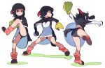  1girl :t action adelie_penguin_(kemono_friends) ankle_boots ass ball baseball baseball_mitt black_dress black_hair black_panties boots commentary_request dress flat_ass full_body highres holding holding_ball kazue_nishiki kemono_friends panties pantyshot penguin_girl penguin_tail pink_footwear pitching red_eyes serious solo sport tail throwing two-tone_dress underwear upskirt white_dress 