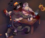 absurd_res blood bodily_fluids eating eating_flesh felid food gore hi_res mammal meat mustelid one_piece otter pantherine portgas_d._ace pray predation predator/prey predator_(disambiguation) sleeping