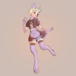  1:1 anthro antlers candy cervid cervine clothed clothing costume cotton_candy cute_face dessert digital_drawing_(artwork) digital_media_(artwork) food full-length_portrait fur hair hooves horn legwear maid_apron maid_uniform male mammal multicolored_hair piercing portrait rainbow rainbow_hair simple_background solo topwear uniform unknown_artist 