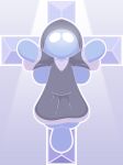 2024 alien alien_humanoid arms_outstretched black_clothing bunny_maloney cel_shading christian_cross christian_symbol christianity clothed clothing colored_line_art cross crossdressing crucifixion digital_media_(artwork) frackntoaster fully_clothed fully_clothed_male glowing glowing_eyes habit headgear headwear hi_res humanoid jean_francois legs_together light light_beam long_ears long_tail male male_focus mouthless no_pupils nun_habit nun_outfit religion religious_clothing religious_headwear religious_symbols shaded simple_background solo tail white_eyes white_line_art