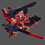  aqua_eyes beam_cannon beam_rifle chibi energy_gun english_commentary full_body fusion glowing glowing_eyes gottrlatan grey_background gun gundam highres holding holding_cannon holding_gun holding_weapon mecha mobile_suit no_humans robot science_fiction shield signature solo toilobo v-fin v2_assault-buster_gundam v2_gundam victory_gundam weapon 