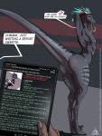 3:4 absurd_res anthro bunny_(delta.dynamics) claws delta.dynamics dinosaur dromaeosaurid english_text feathers female feral flat_chested genitals greentext hi_res hybrid profanity pussy reptile scalie solo text theropod 