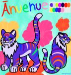 2024 absurd_res all_fours anuenue arm_tuft character_name chest_tuft color_swatch colorful_background colorful_theme countershade_fur countershade_tail countershading digital_media_(artwork) ear_tuft eye_markings facial_markings facial_tuft felid feline feral flower fur green_eyes hawaiian head_markings head_tuft hi_res hibiscus iamhughmungus inner_ear_fluff looking_at_viewer male mammal markings model_sheet multicolored_body multicolored_fur multicolored_head multicolored_markings multicolored_stripes multicolored_tail pantherine pattern_background paws pink_nose plant pupils purple_body purple_fur rainbow_body rainbow_fur rainbow_markings rainbow_stripes rainbow_tail rear_view side_view signature simple_background sitting slit_pupils smile smiling_at_viewer solo solo_focus stripes tail text tiger tuft
