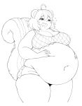 ahoge animal_humanoid belly big_belly big_breasts big_tail blush blush_lines bodily_fluids bottomwear breasts buckteeth cakecatboy character_request cleavage clothed clothing drooling female hair hand_on_belly hi_res holding_belly huge_belly huge_breasts huge_tail huge_thighs humanoid mammal mammal_humanoid monochrome multicolored_hair navel obese obese_female obese_humanoid open_mouth open_smile overweight overweight_female overweight_humanoid rodent rodent_humanoid saliva sciurid sciurid_humanoid shorts signature simple_background sketch smile solo standing tail teeth text thick_thighs topwear tree_squirrel_humanoid weight_gain