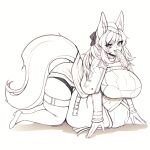 all_fours animal_humanoid arknights belly big_belly big_butt big_tail blush blush_lines butt cakecatboy clothing eating equid equid_humanoid equine equine_humanoid female food food_in_mouth hat headgear headwear hi_res horse_humanoid huge_belly humanoid hypergryph looking_at_viewer mammal mammal_humanoid monochrome obese obese_female overweight overweight_female shadow signature simple_background smile smiling_at_viewer solo studio_montagne stuffing tail text thick_thighs whislash_(arknights)