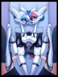 absurd_res anthro balls bodily_fluids bottomwear breasts clothing cum cum_inside digital_media_(artwork) duo eon_duo female female_penetrated footwear fur generation_3_pokemon genital_fluids genitals group group_sex hi_res high_heels latias latios legendary_duo legendary_pokemon legwear male male/female male_penetrating male_penetrating_female necktie nintendo nipples nude office open_mouth penetration penile penile_penetration penis penis_in_pussy pokemon pokemon_(species) pussy raised_leg red_eyes saliva saliva_string sex shoes stockings suit tail tongue topwear vaginal vaginal_penetration warlocke white_body yellow_eyes