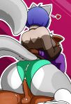  absurd_res ailurid anthro big_butt big_tail blue_hair bodily_fluids butt clothing cuddling cum cum_on_butt cumshot domestic_cat dry_humping duo echoya_(squaresalami) ejaculation face_in_chest felid feline felis female fluffy fluffy_tail genital_fluids genitals hair heart_symbol hi_res hoodie hug humping male male/female mammal mucho_(squaresalami) on_lap panties paws penis red_panda sitting_on_lap squaresalami sweater tail throbbing throbbing_penis tight_hug topwear twitching underwear 