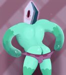  1_eye 2019 anus blush bulge butt butt_focus clothing clothing_pull crystal crystal_creature crystal_humanoid disney elemental_creature elemental_humanoid embarrassed fangs glistening glistening_butt green_anus green_body green_butt hi_res humanoid looking_back male mineral_fauna mineral_humanoid mouthless noseless rabbitcretin reptile rhombulus_(star_vs_the_forces_of_evil) scalie simple_background snake snake_hands standing star_vs._the_forces_of_evil underwear underwear_pull 