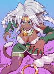 2016 2021 accessory aisha_clanclan animal_humanoid cheek_markings collar colored dsp2003 felid felid_humanoid female fighting_pose gradient_background hair headband hi_res humanoid mammal mammal_humanoid open_mouth outlaw_star pose reiq shredded_clothes signature simple_background solo 