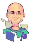  bald cheekbones eyebrows green_shirt looking_at_viewer michaelfirman musician shirt smile white_background 