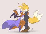  &lt;3 2_tails anthro blush canid canine chiropteran clothing dancing duo eyes_closed female footwear fox hi_res high_heels male male/female mammal miles_prower multi_tail necktie pepamintop rouge_the_bat shoes slit_dress sonic_the_hedgehog_(series) suit wings 