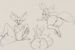  2021 anthro braixen breasts butt digitigrade ear_tuft female genitals lf multiple_poses nintendo nipples paws pok&eacute;mon pok&eacute;mon_(species) pose pussy simple_background sketch solo spread_legs spreading tuft video_games 