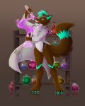  absurd_res anthro canid canine canis chemical chemicals clothing coat glowing hi_res insane lab_coat laboratory liquids male mammal mixing paws potion scientist solo toffeepaws topwear wolf 
