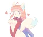  absurd_res animal_humanoid anthro asami_(squiidwave) breasts canid canine clothing female fox hair hi_res humanoid kemono mammal nipples nude pink_hair pink_nipples solo squiidwave sweater topwear 