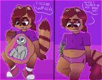  anthro belly chubby_male coati dialogue digestion digestion_noises duo faceless_male gio(verygreeniguana) hi_res humanoid male male/male mammal navel onomatopoeia procyonid shaded simple_background simple_eyes simple_shading slightly_chubby sound_effects speech_bubble text verygreeniguana vore weight_gain 