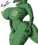  anthro areola big_breasts big_butt big_tail biped bodily_fluids breasts butt butt_grab ejaculation female fingering fingering_self genital_fluids grabbing_own_ass green_body green_scales hand_on_butt hi_res huge_breasts huge_butt huge_thighs komodo_dragon lizard masturbation monitor_lizard nipples nude open_mouth pussy_ejaculation pussy_juice realius reptile scales scalie simple_background solo standing thick_thighs traditional_media_(artwork) vaginal vaginal_fingering 