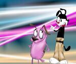  animaniacs beagle canid canine canis cartoon_network courage_the_cowardly_dog courage_the_cowardly_dog_(character) crossover domestic_dog hi_res hunting_dog inkblot male male/male mammal scent_hound warner_brothers what yakko_warner 