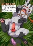  2017 absurd_res animal_genitalia animal_penis balls blush canine_penis censored dildo erection genitals hi_res ineffective_censorship japanese_text knot knotted_dildo looking_at_viewer male mightyena nintendo okunawa penis pok&eacute;mon pok&eacute;mon_(species) red_eyes sex_toy sheatch solo text tongue tongue_out translation_request video_games 