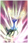  ambiguous_gender antlers aura black_body black_fur blue_body blue_eyes blue_fur cervid feral fur hi_res horn legendary_pok&eacute;mon light mammal mythical nintendo pok&eacute;mon pok&eacute;mon_(species) pose quadruped raycrystal rearing_up shaded solo video_games xerneas xerneas_(active_mode) 