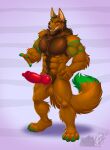  2021 abs animal_genitalia animal_penis anthro balls beard biceps big_penis brown_body brown_fur canid canine canine_penis canis erection facial_hair fur genitals green_eyes hi_res knot looking_at_viewer male mammal manly muscular muscular_anthro muscular_male nude pecs penis red_wolf solo vallhund wolf 