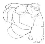  2021 4_eyes 4_fingers absurd_res alien belly black_and_white blush chi_tiu clothed clothing disney dress_shirt fingers hi_res jumba_jookiba kweltikwan lilo_and_stitch male monochrome multi_eye overweight shirt simple_background sketch solo topwear white_background 