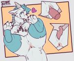 blep blue_body blue_fur blush clothed clothed_feral clothing cunnilingus dragon duo erection female feral fur genitals hi_res horn legwear male multicolored_body multicolored_fur mythological_creature mythological_scalie mythology oral penetration penile penile_penetration penis pussy quadruped scafen_(artist) scalie sex simple_background solo_focus teeth thigh_highs tongue tongue_out vaginal vaginal_penetration white_body white_fur