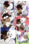  &lt;3 2021 2:3 absurd_res anthro beastars bite bodily_fluids brown_eyes brown_hair clothed clothing comic cosplay dialogue digital_media_(artwork) domestic_cat duo ear_bite english_text felid feline felis female gwen_(joaoppereiraus) hair haru_(beastars) hi_res joaoppereiraus legoshi_(beastars) male male/female mammal mouse murid murine onomatopoeia open_mouth rodent short_hair sound_effects speech_bubble sweat sweatdrop text thought_bubble tongue tongue_out toshio_(joaoppereiraus) whiskers 