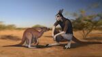  absurd_res anthro chris_(totesfleisch8) claws duo feet feral hair hi_res kangaroo macropod male mammal marsupial mother mother_and_child parent parent_and_child savanna toes totesfleisch8 