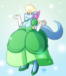  alice_(jamearts) anthro ball_gown breasts cleavage clothed clothing crown dragon dress female footwear gloves hair handwear hi_res high_heels jamearts shoes solo tiara 